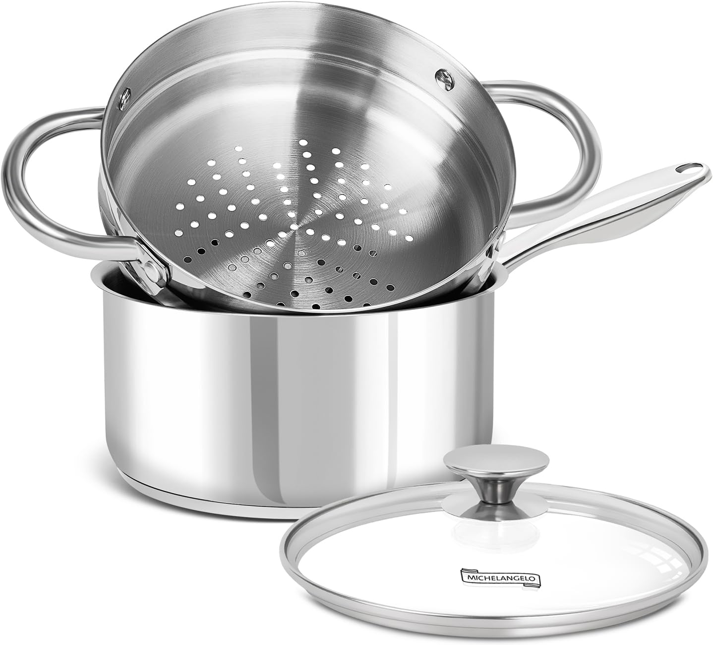 MICHELANGELO Stainless Steel Saucepan Set 1Qt & 2Qt, Premium German