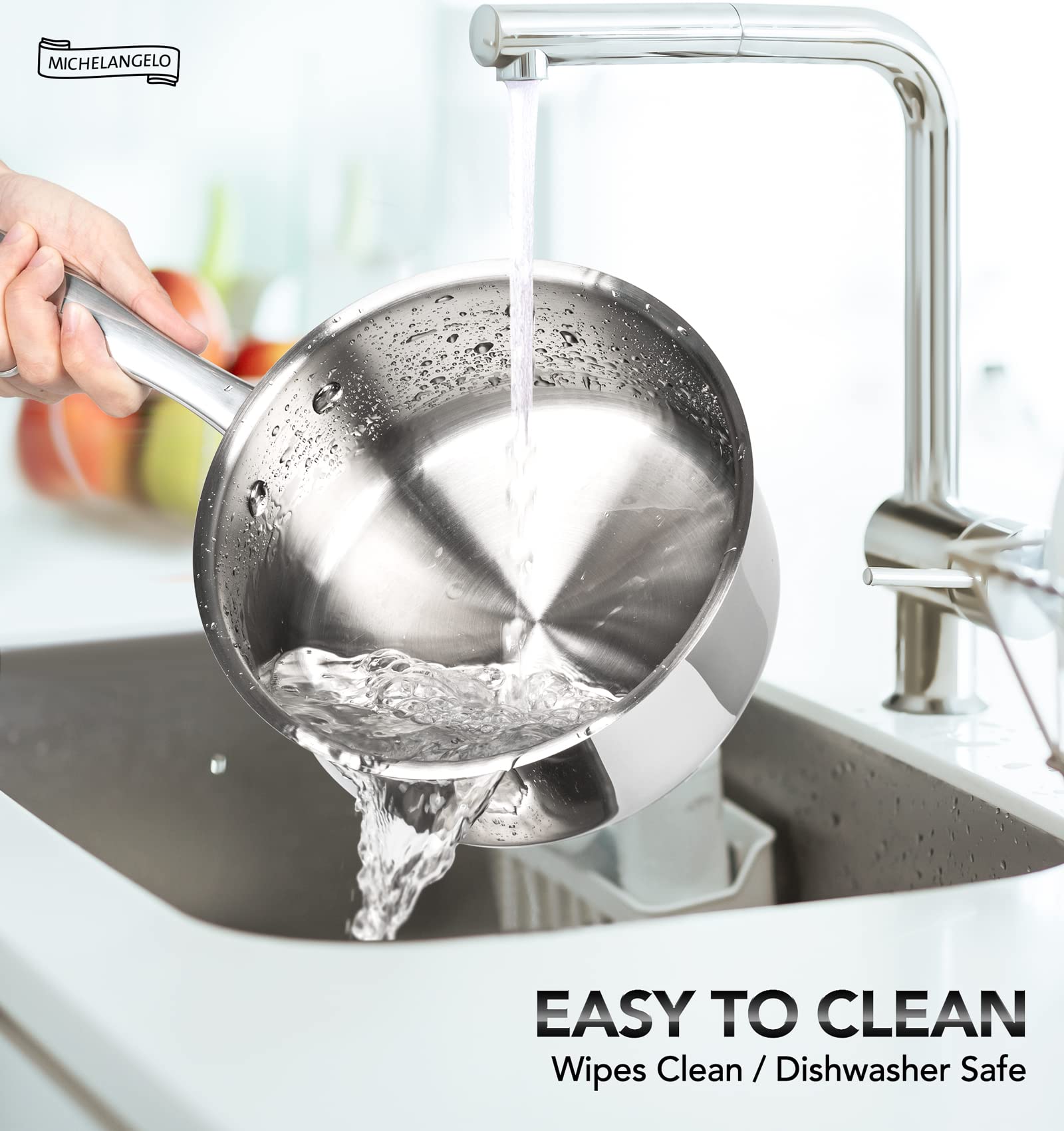 MICHELANGELO Stainless Steel Saucepan Set 1Qt & 2Qt, Premium German