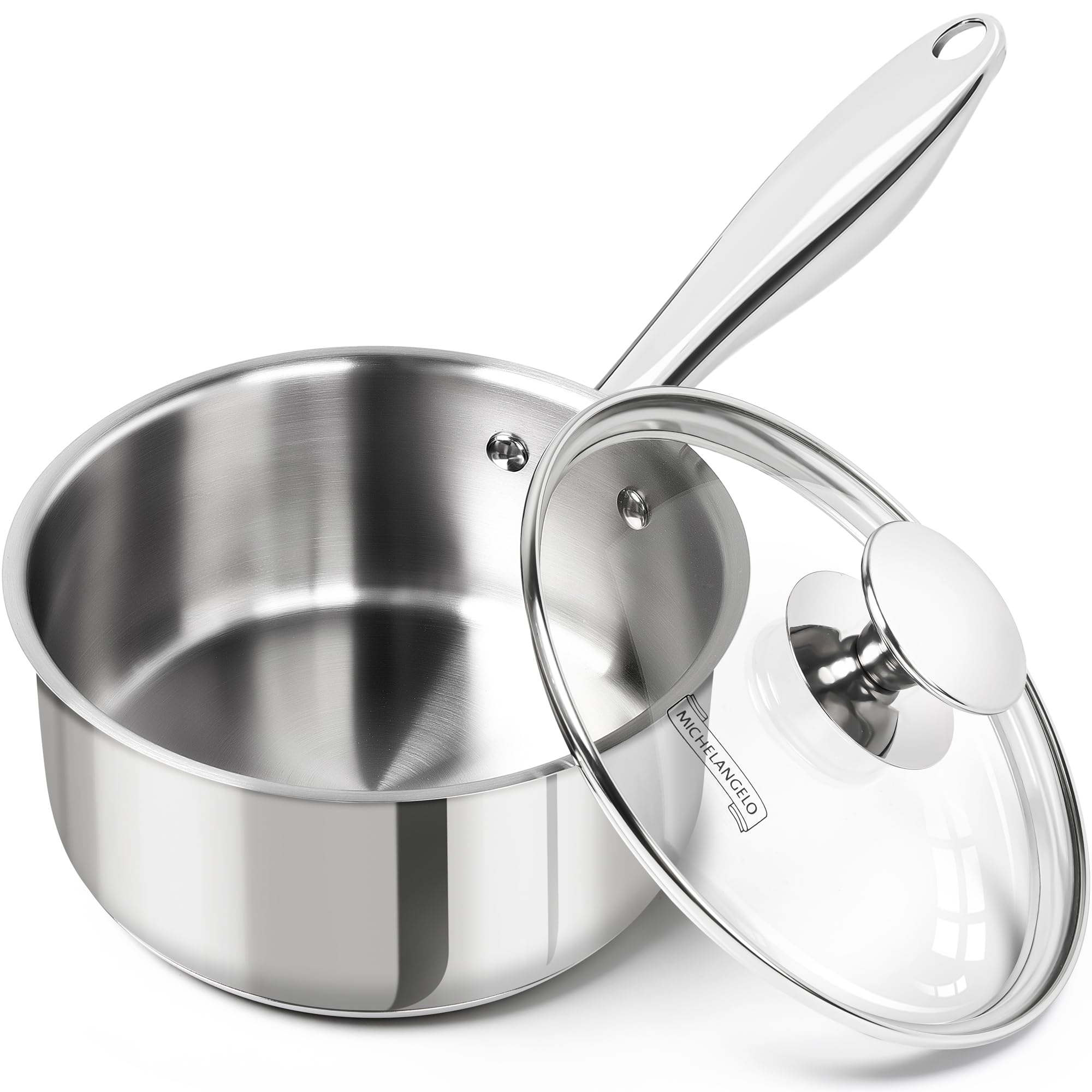 MICHELANGELO Stainless Steel Saucepan Set 1Qt & 2Qt, Premium German