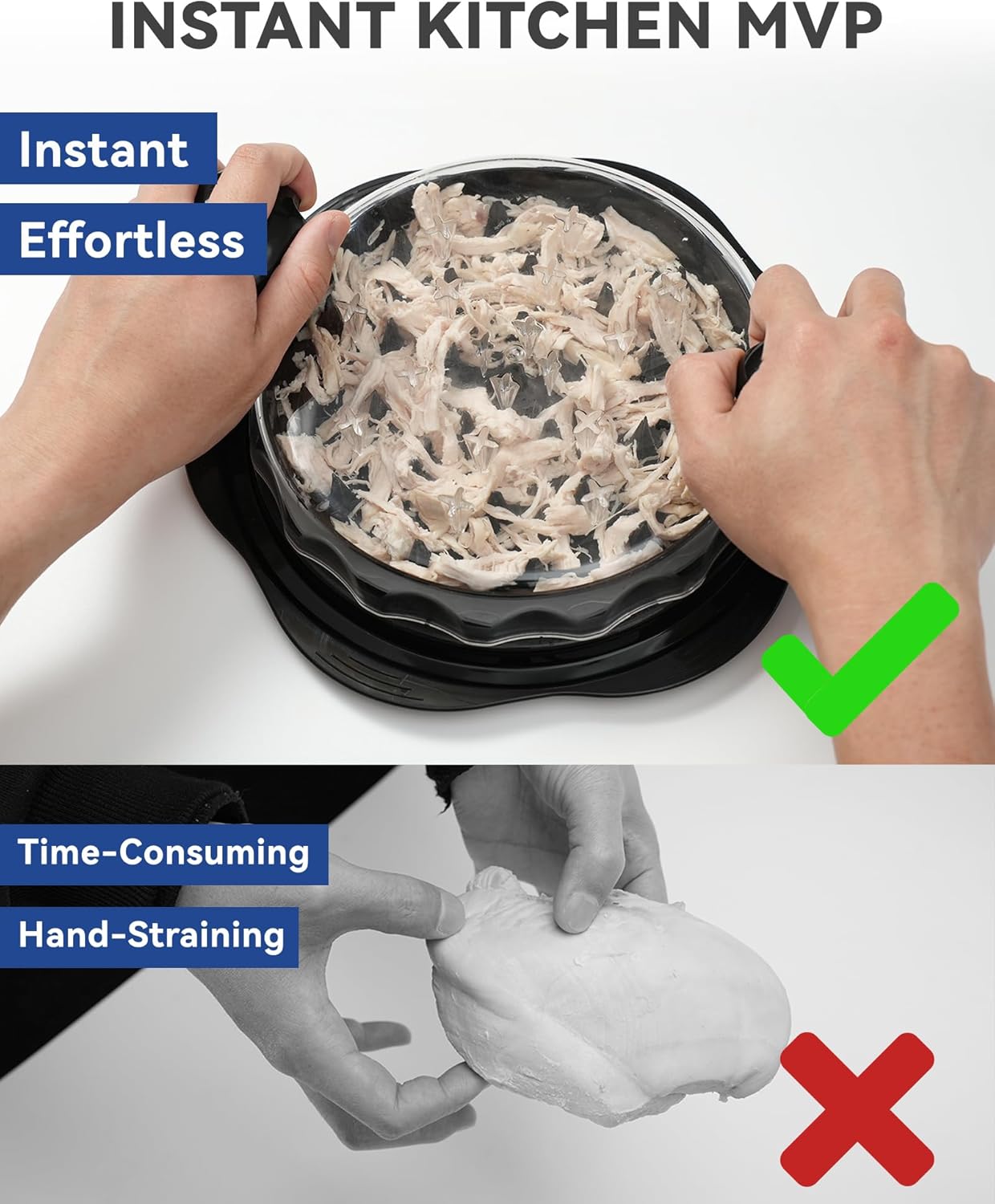 Chicken Shredder Tool Twist for Kitchen, Manual Chicken Breast Grinder Machine for Ground Food, Meat & Vegetables (Elegant Black)