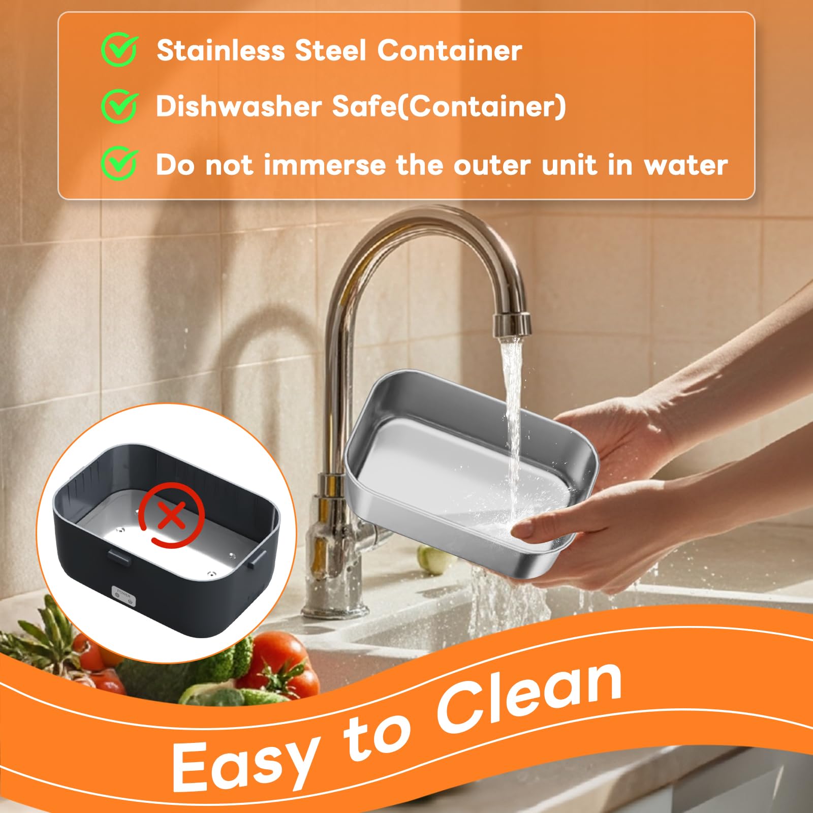 DUPASU Electric Lunch Box Food Warmer: 100W Heated Lunch Box for Adults