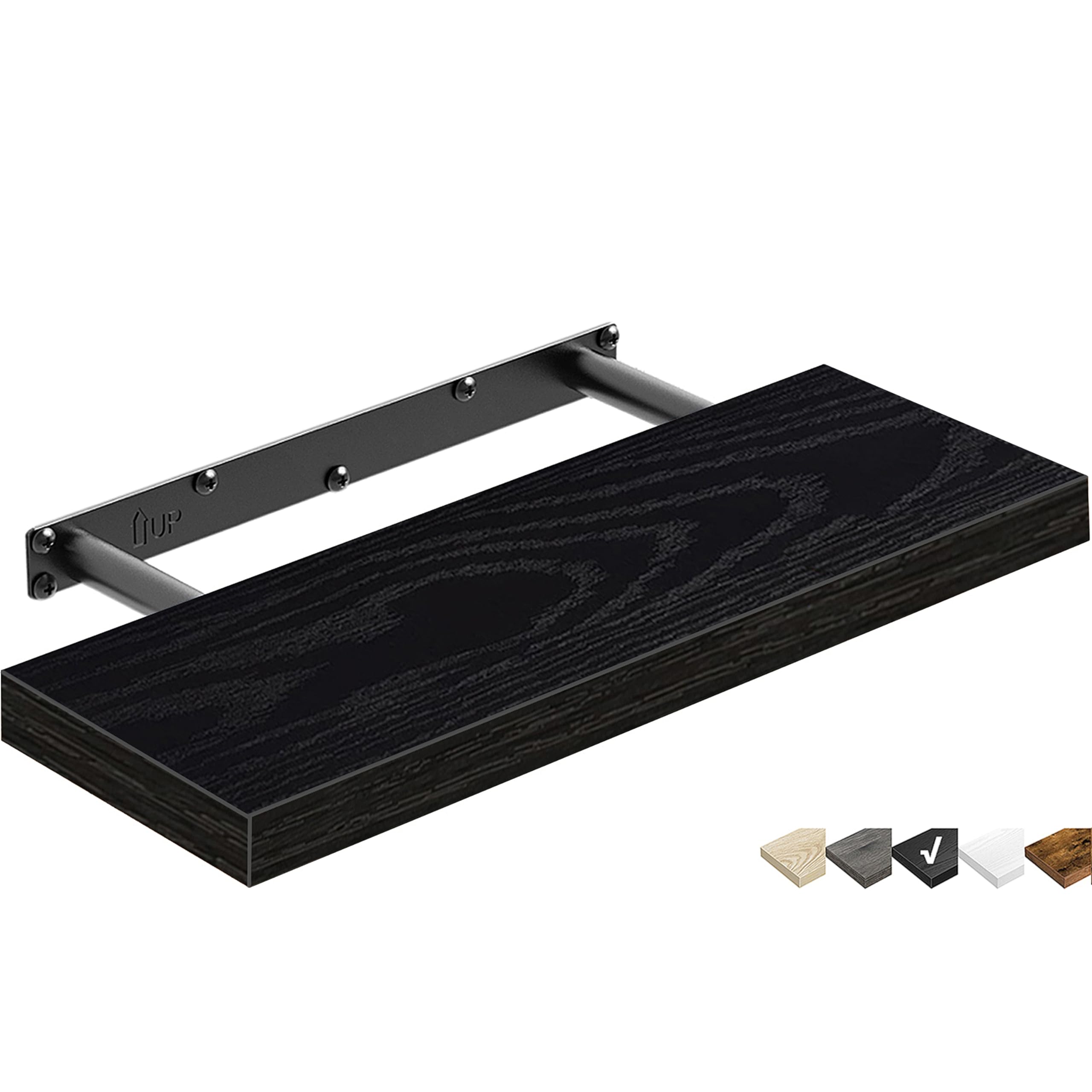 QEEIG Floating Shelves for Wall Bathroom Shelf Bedroom Kitchen Living Room Hanging Book Shelves Small Farmhouse Decor 16 inch Set of 3, Rustic Brown (015-BN3)