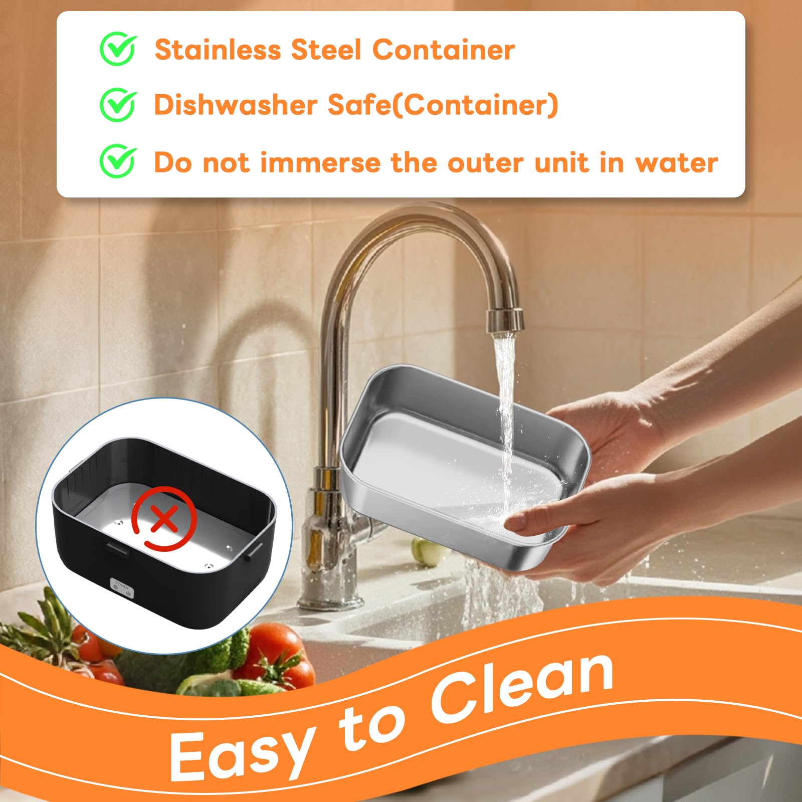 DUPASU Electric Lunch Box Food Warmer: 100W Heated Lunch Box for Adults