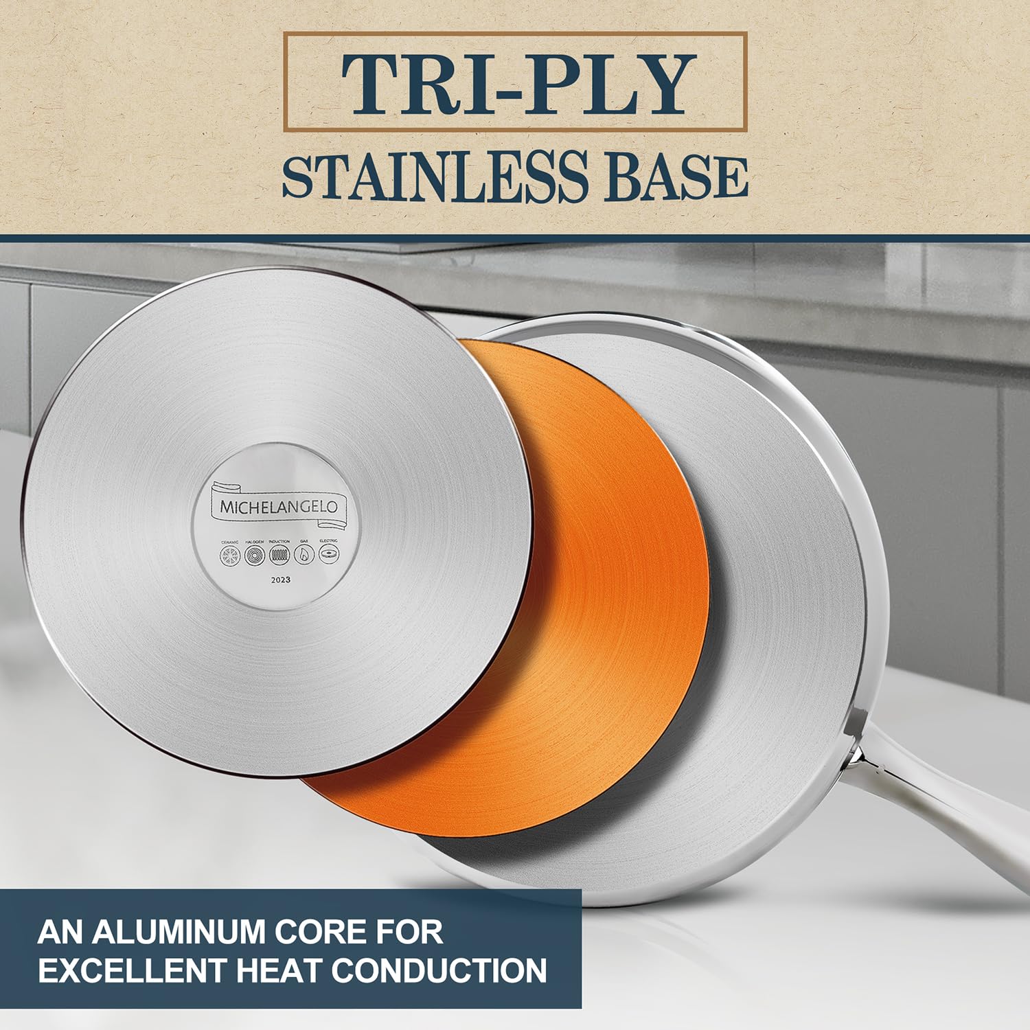 MICHELANGELO Stainless Steel Saucepan Set 1Qt & 2Qt, Premium German