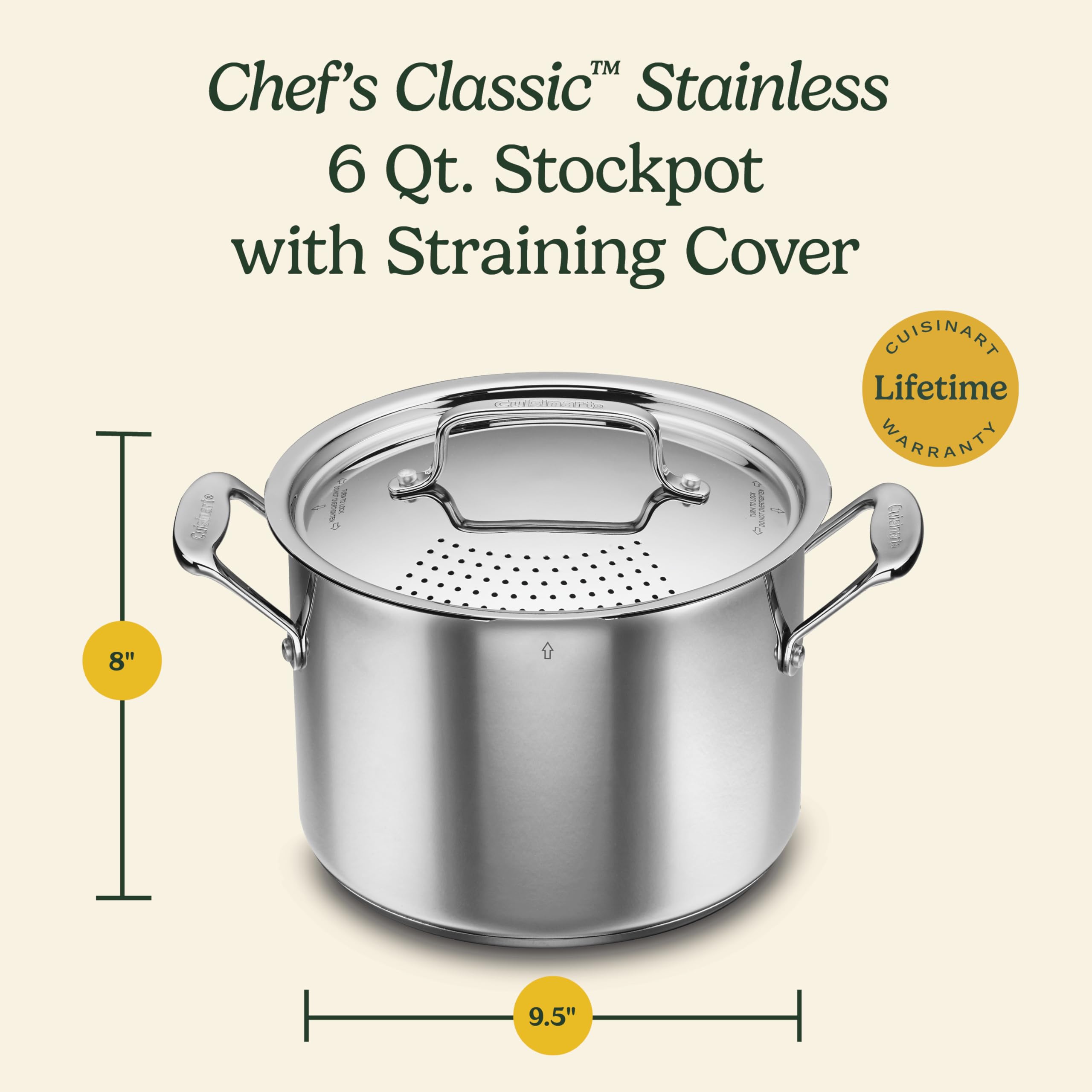 Cuisinart 766S-22 6 Qt. Stainless Steel Pasta Pot w/Straining Cover Chef's-Classic