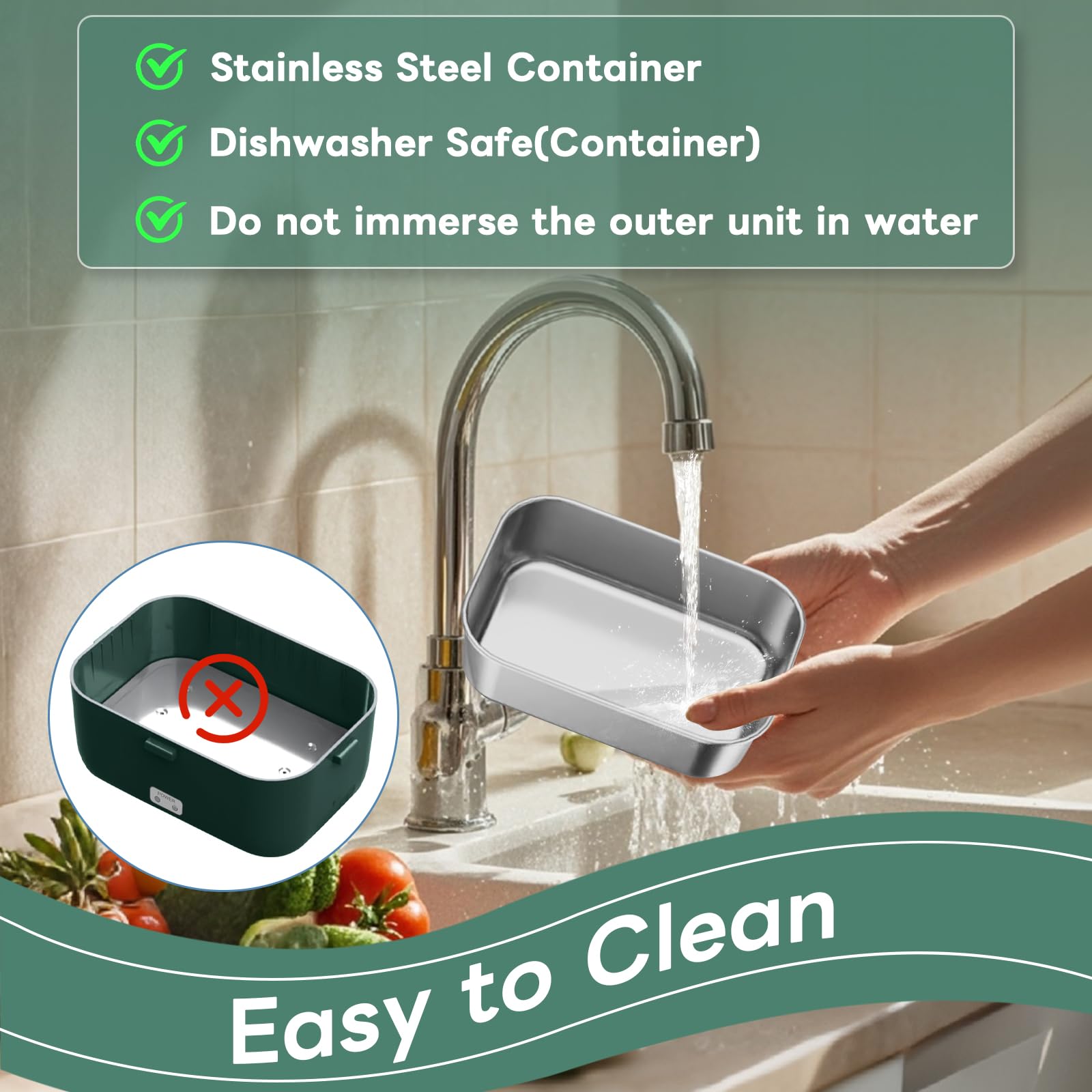 DUPASU Electric Lunch Box Food Warmer: 100W Heated Lunch Box for Adults