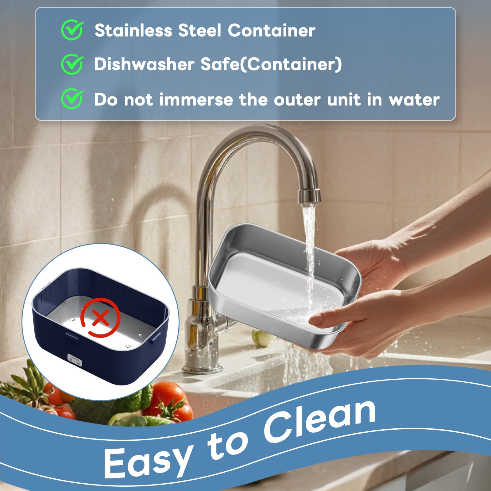 DUPASU Electric Lunch Box Food Warmer: 100W Heated Lunch Box for Adults