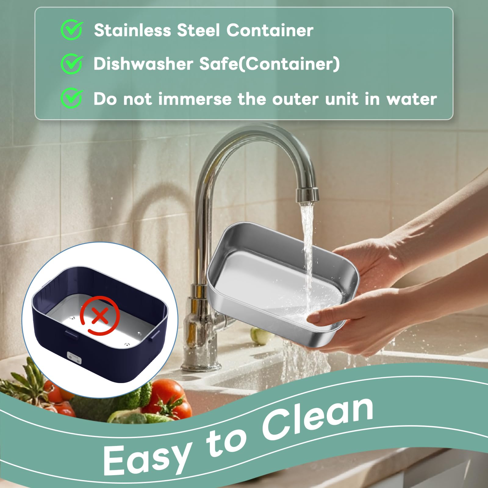 DUPASU Electric Lunch Box Food Warmer: 100W Heated Lunch Box for Adults