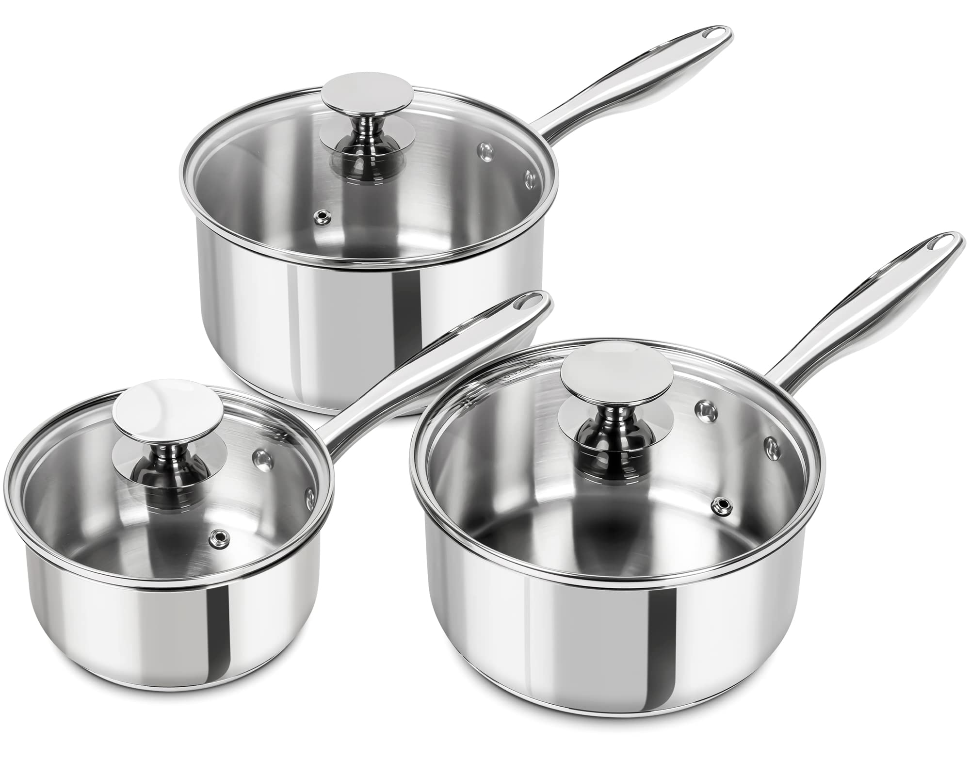 MICHELANGELO Stainless Steel Saucepan Set 1Qt & 2Qt, Premium German