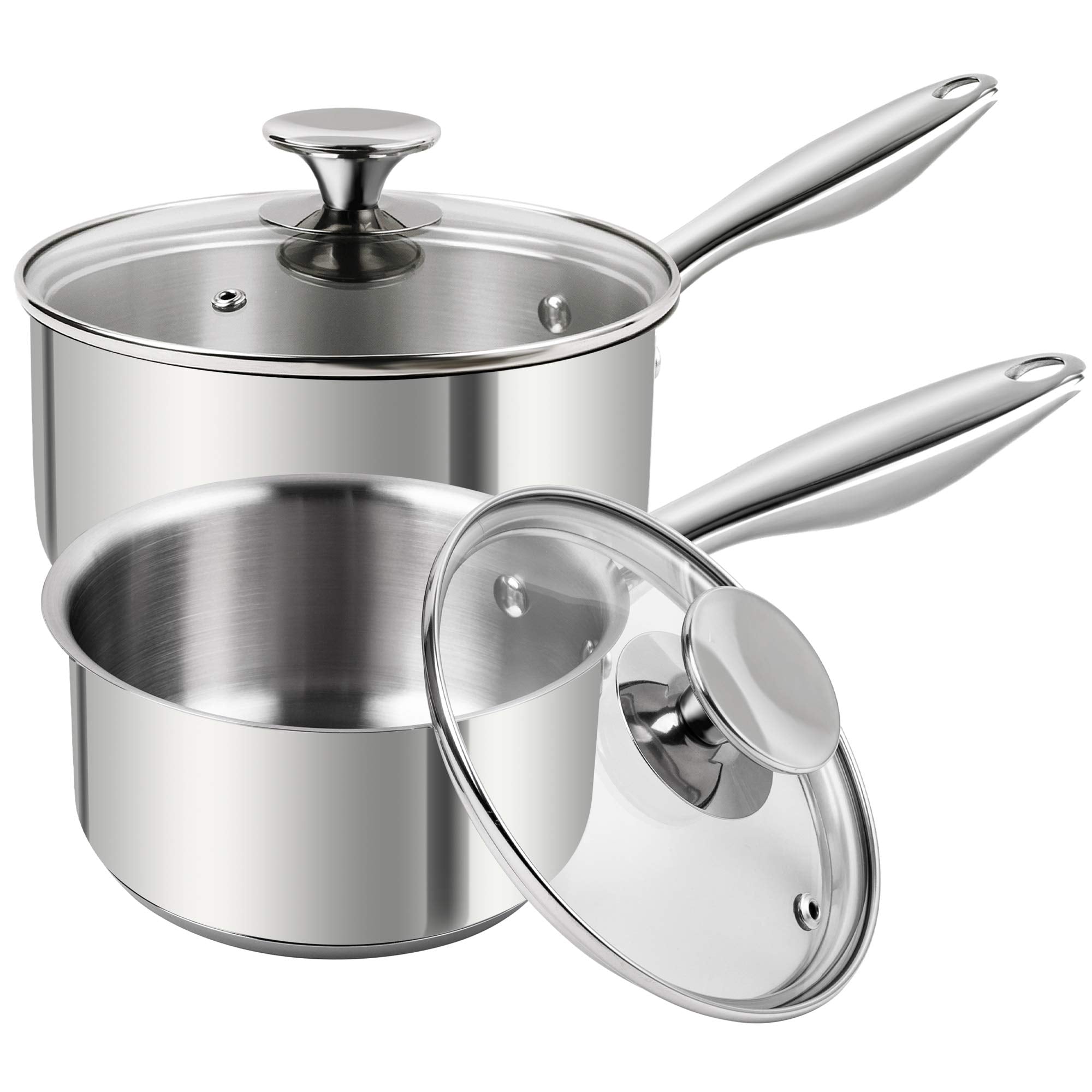 MICHELANGELO Stainless Steel Saucepan Set 1Qt & 2Qt, Premium German