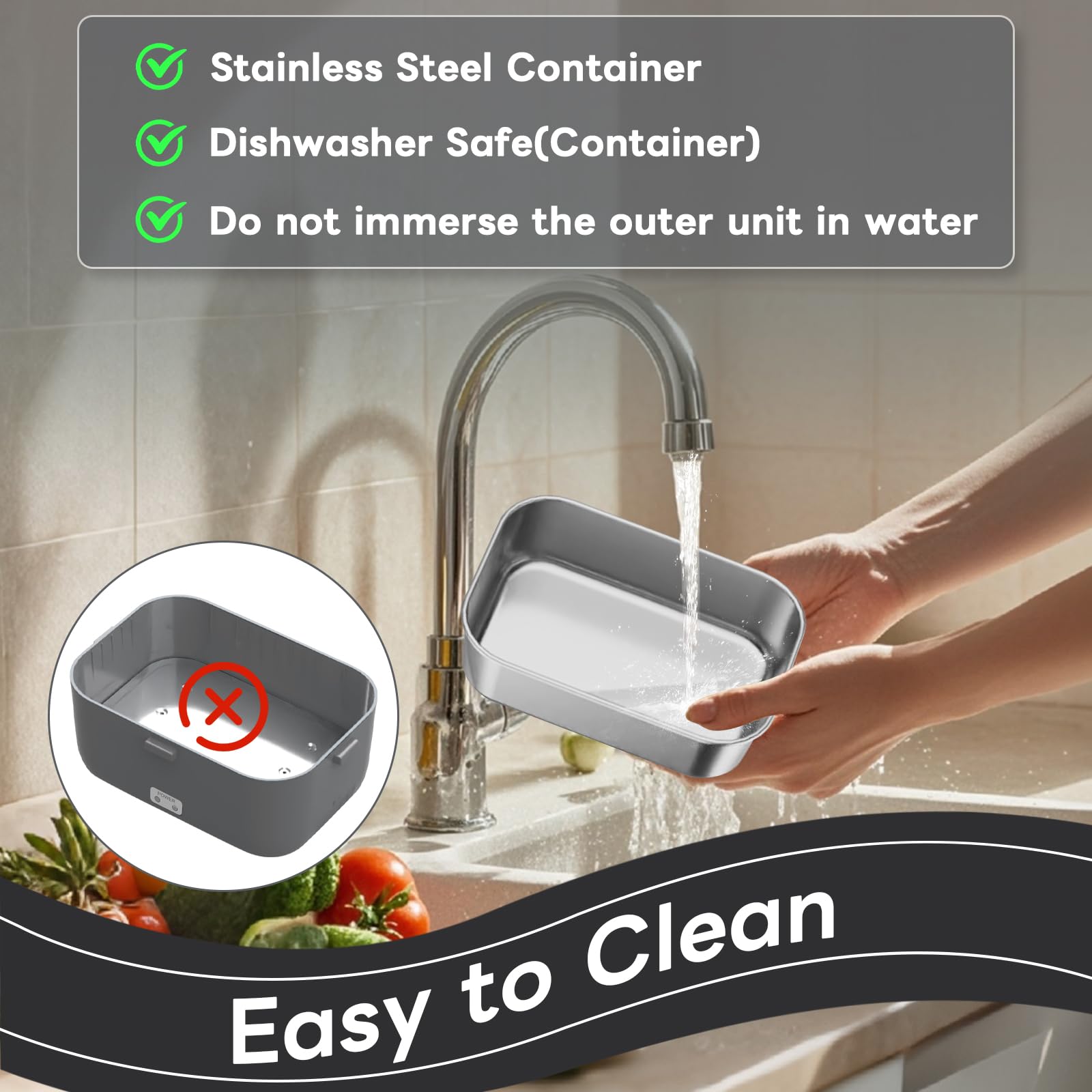 DUPASU Electric Lunch Box Food Warmer: 100W Heated Lunch Box for Adults