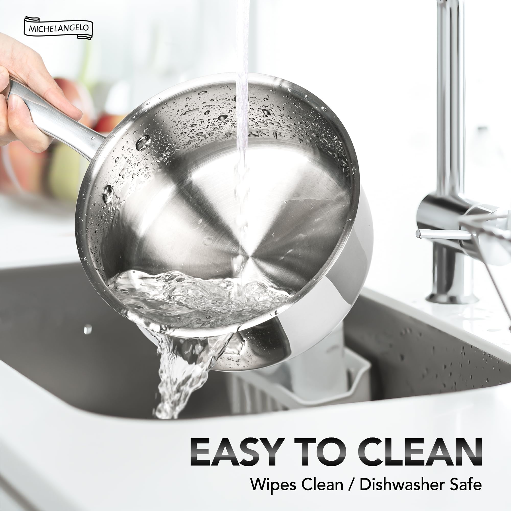 MICHELANGELO Stainless Steel Saucepan Set 1Qt & 2Qt, Premium German