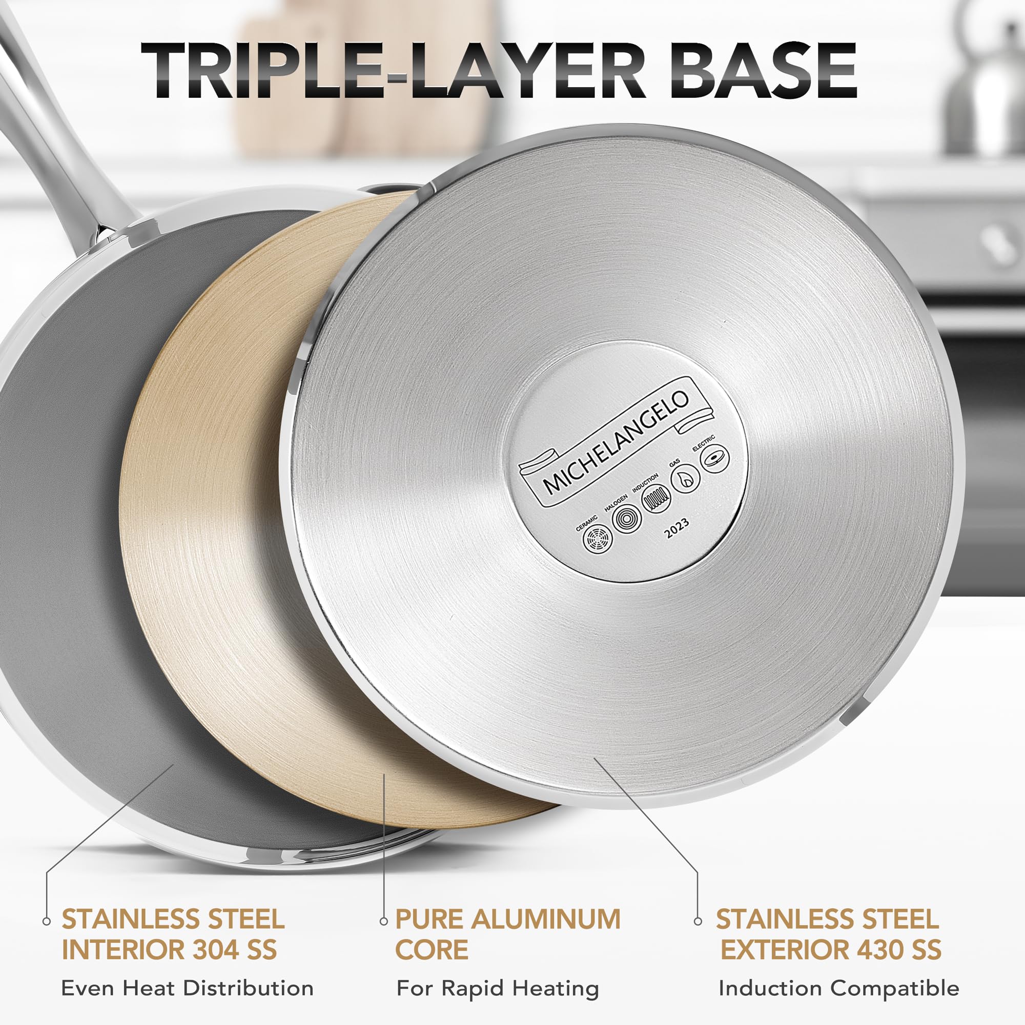 MICHELANGELO Stainless Steel Saucepan Set 1Qt & 2Qt, Premium German