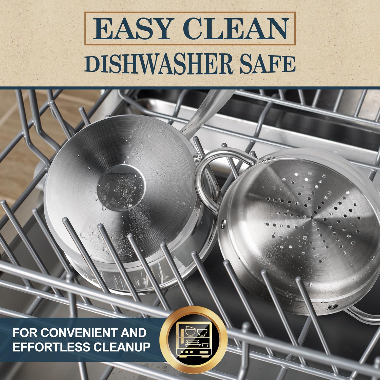 MICHELANGELO Stainless Steel Saucepan Set 1Qt & 2Qt, Premium German